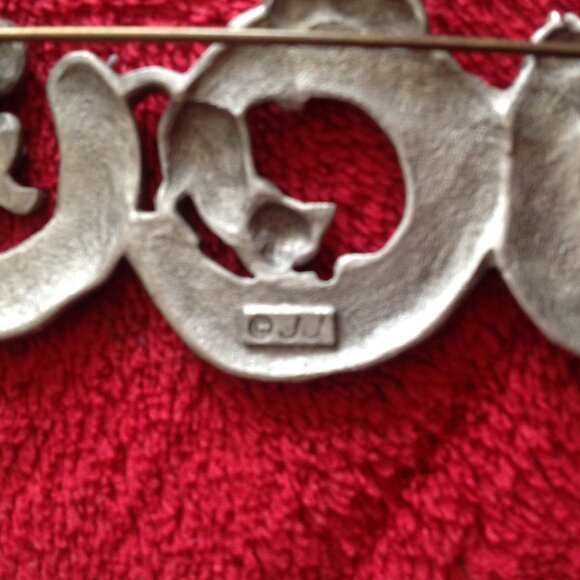 Lot of Two Pewter Jonette Jewelry Co., J.J. Cat Brooch/Pins - Picture 4 of 5